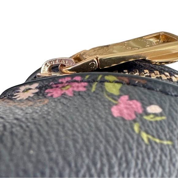 COACH Floral Midnight Multi Leather Large Cosmetic Travel Pouch Bag Case - Picture 9 of 12